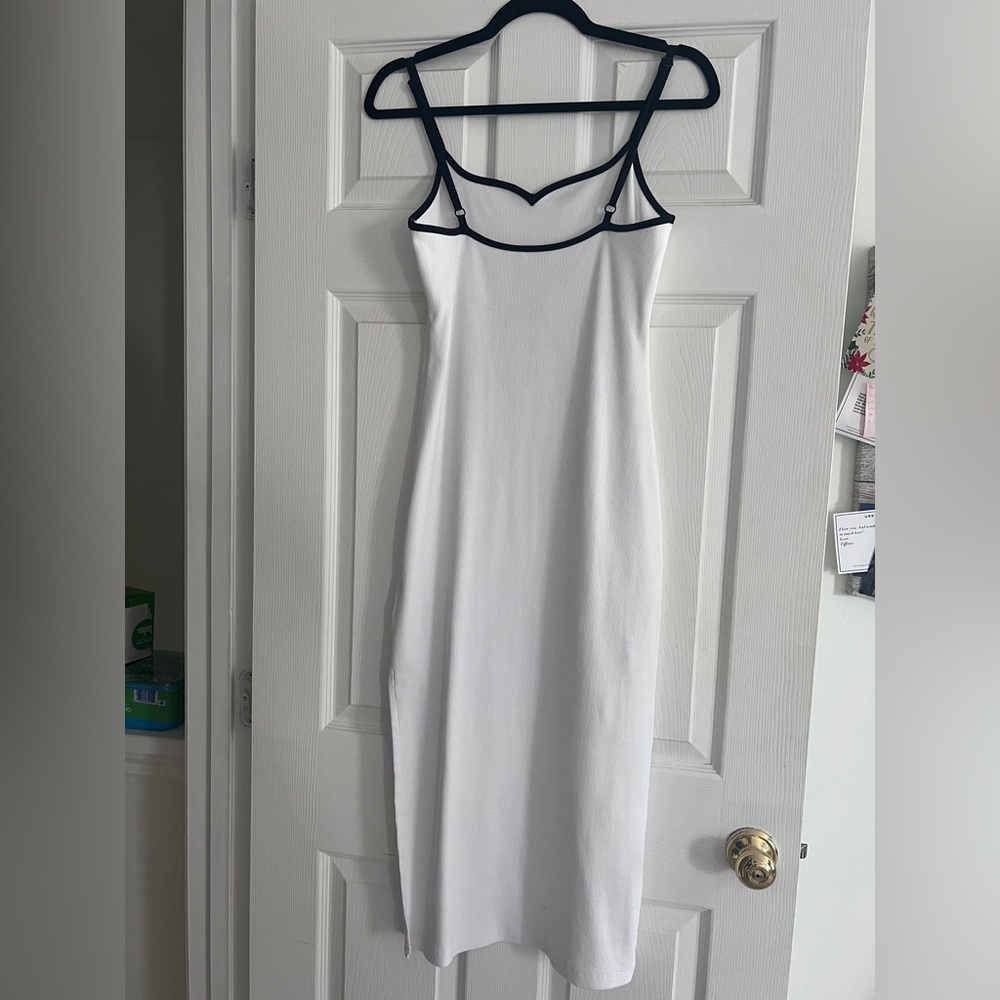 White Slip Dress with Black Trim - Picture 2 of 6